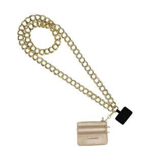 Gold Double Link Chain Phone Strap with Pouch